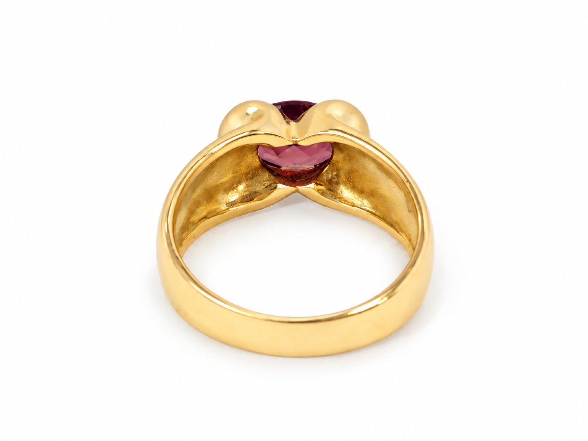 Bague Jonc Vintage Or 18K Grenat Rhodolite-photo-2
