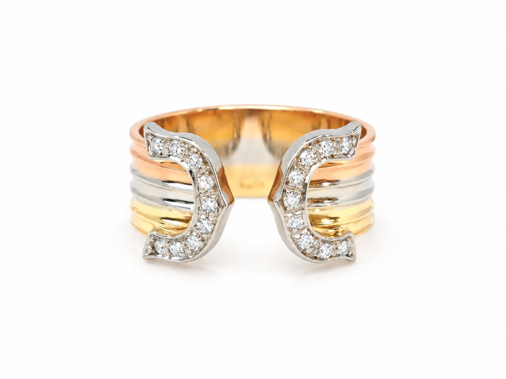 Bague 3 Ors 18 Carats Et Diamants 0,18 Ct 