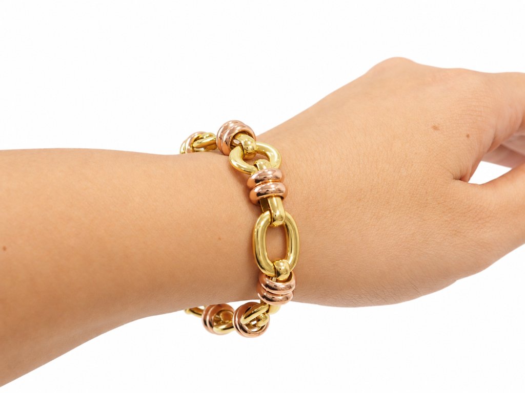 Vintage 18-karat Yellow And Rose Gold Bracelet – Oval Links – 26.38 G-photo-2