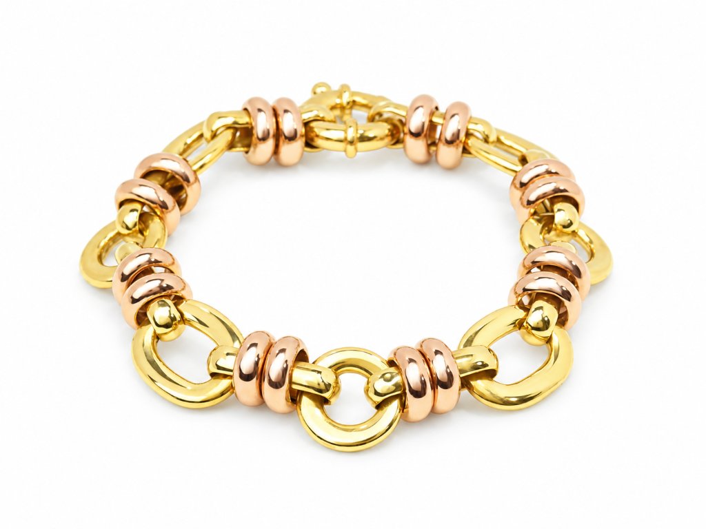 Vintage 18-karat Yellow And Rose Gold Bracelet – Oval Links – 26.38 G-photo-3