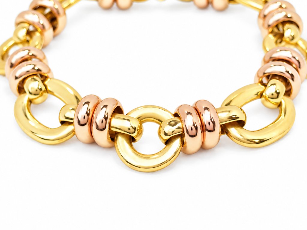 Vintage 18-karat Yellow And Rose Gold Bracelet – Oval Links – 26.38 G-photo-4