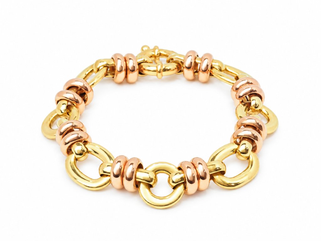 Vintage 18-karat Yellow And Rose Gold Bracelet – Oval Links – 26.38 G-photo-2