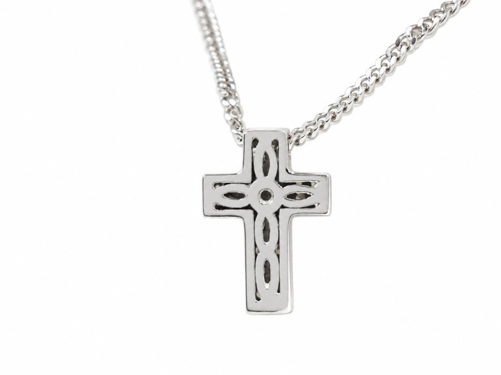 18-karat White Gold Diamond Cross Necklace (0.24 Ct) – 44.5 Chain-photo-4