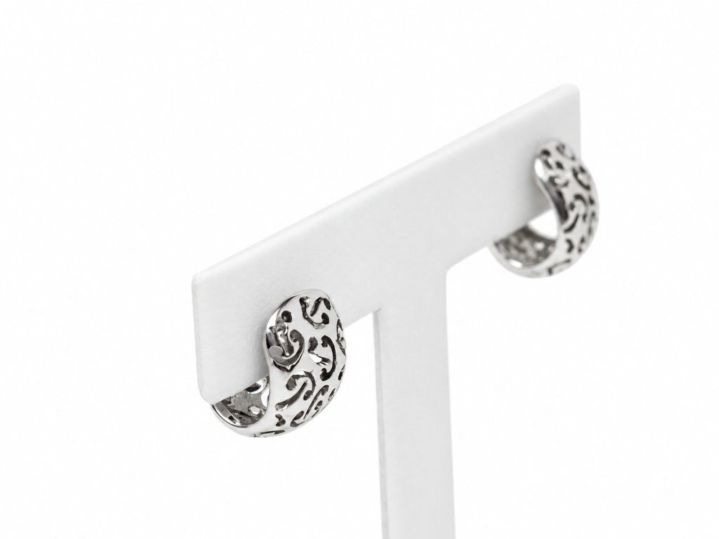 Boucles d’oreilles Poiray vintage monogramme P ajouré – Or blanc 18 carats-photo-3