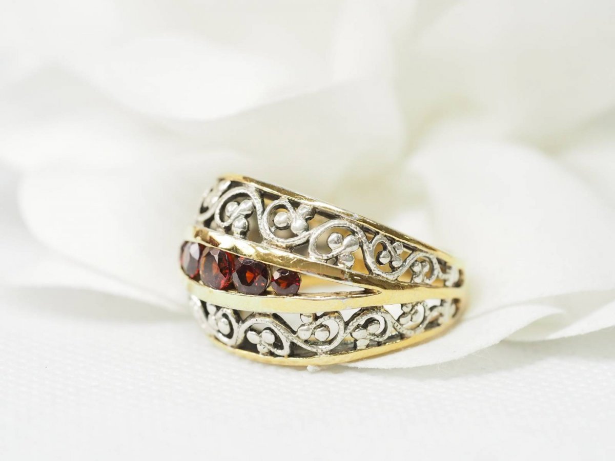 1940s Ring In Vermeil And Garnets-photo-2
