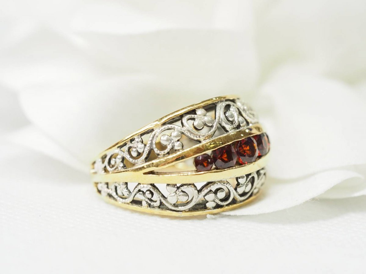 1940s Ring In Vermeil And Garnets-photo-4