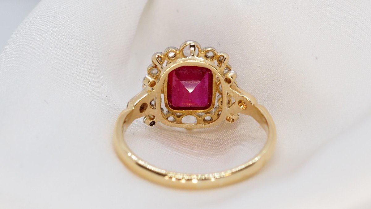 Old Ring In Gold And Rose Cut Diamonds-photo-3