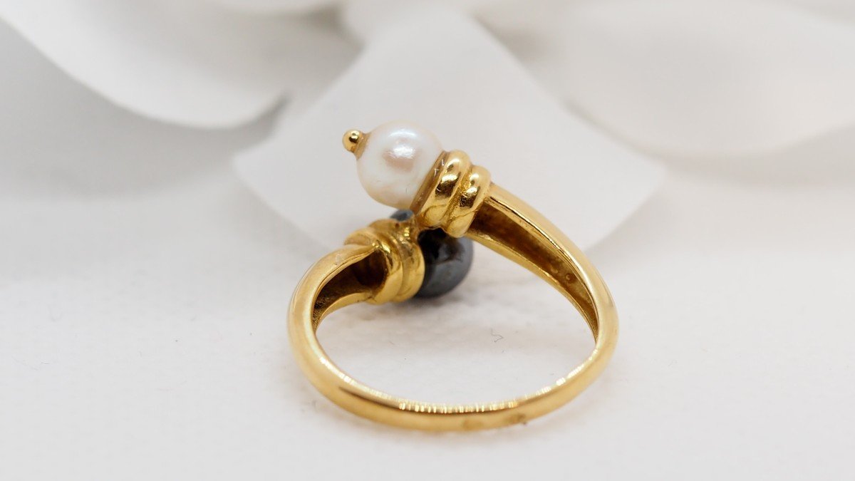 Yellow Gold, Pearl And Hematite Ring-photo-1