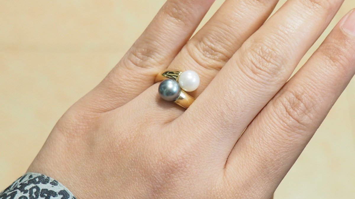 Ring In Yellow Gold And Cultured Pearls-photo-2