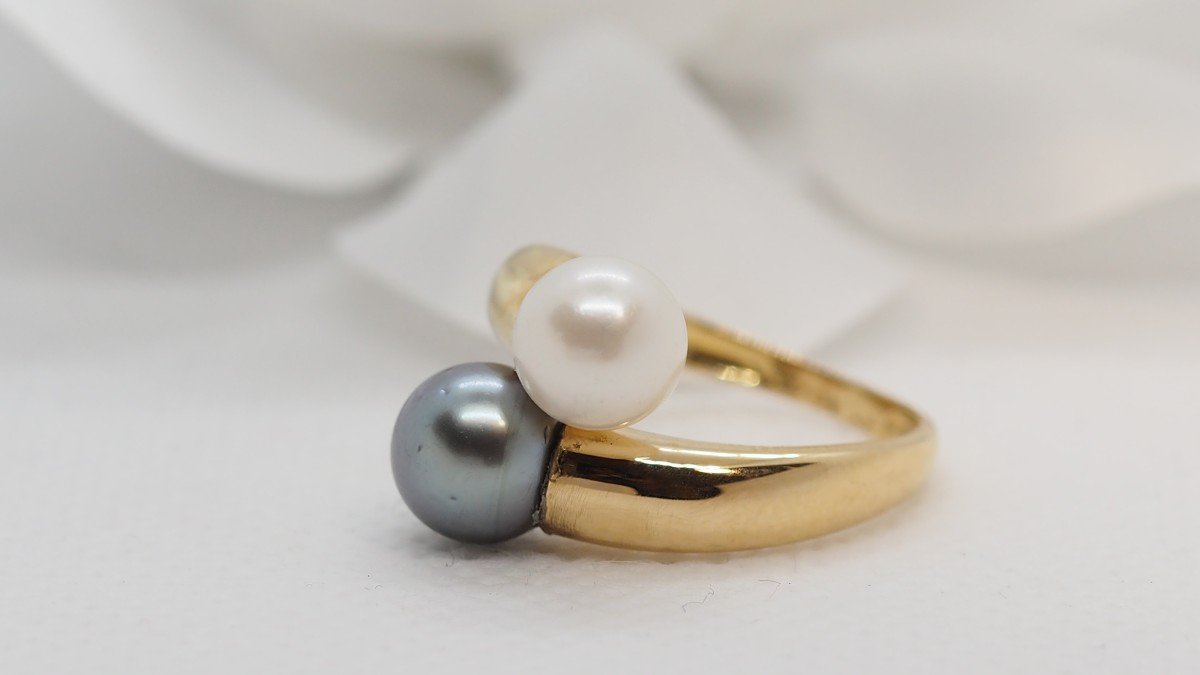 Ring In Yellow Gold And Cultured Pearls-photo-4