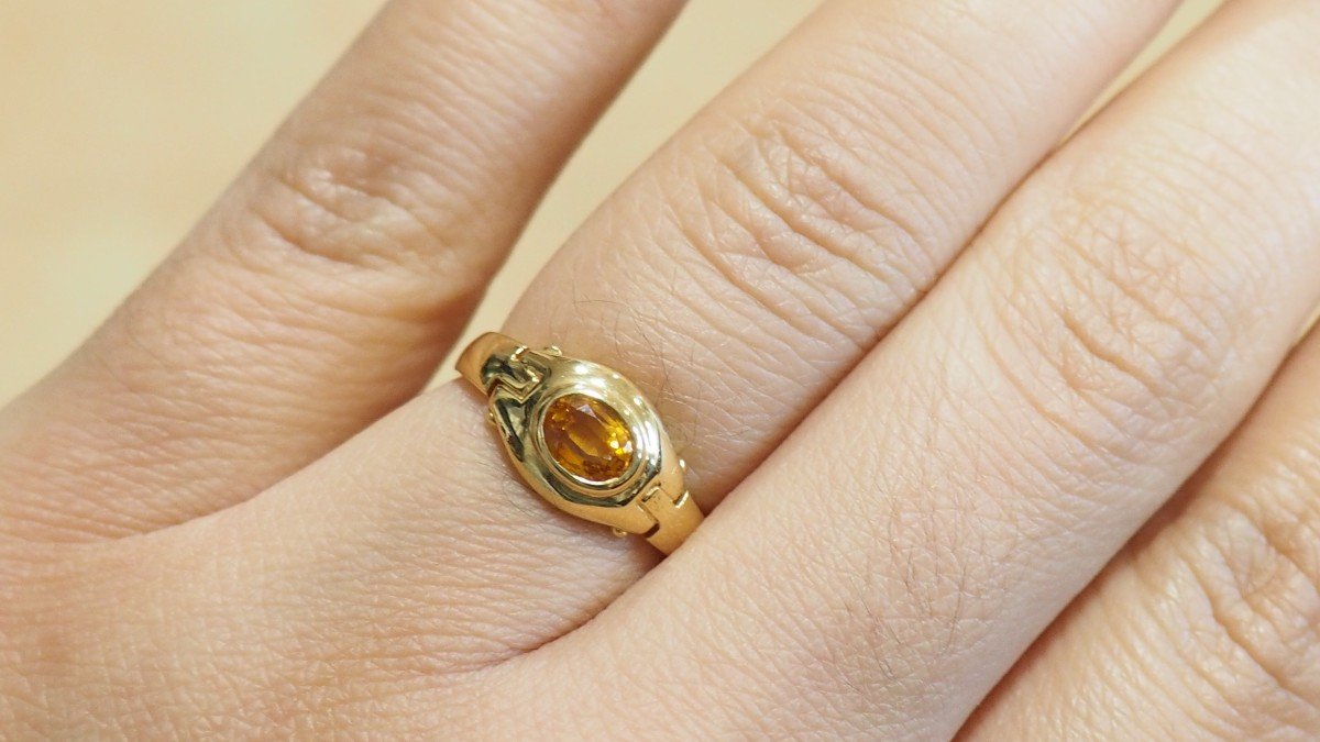 Yellow Gold And Oval Citrine Ring-photo-2