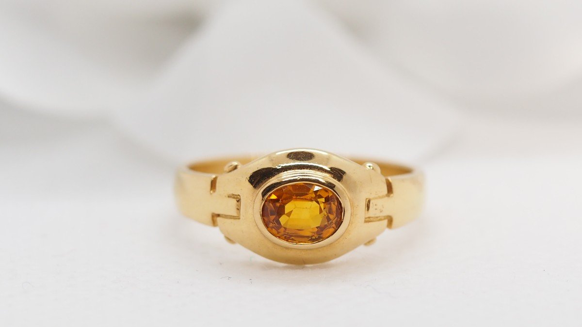 Bague En Or Jaune Et Citrine Ovale