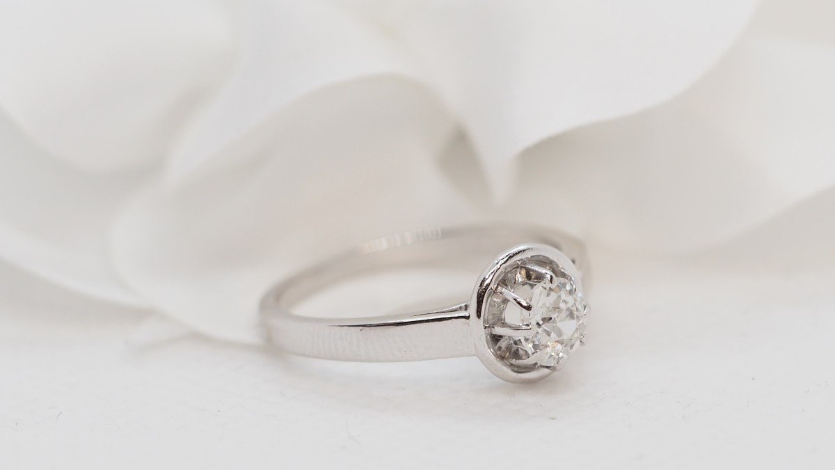 Solitaire Ring In Platinum And Diamond-photo-3