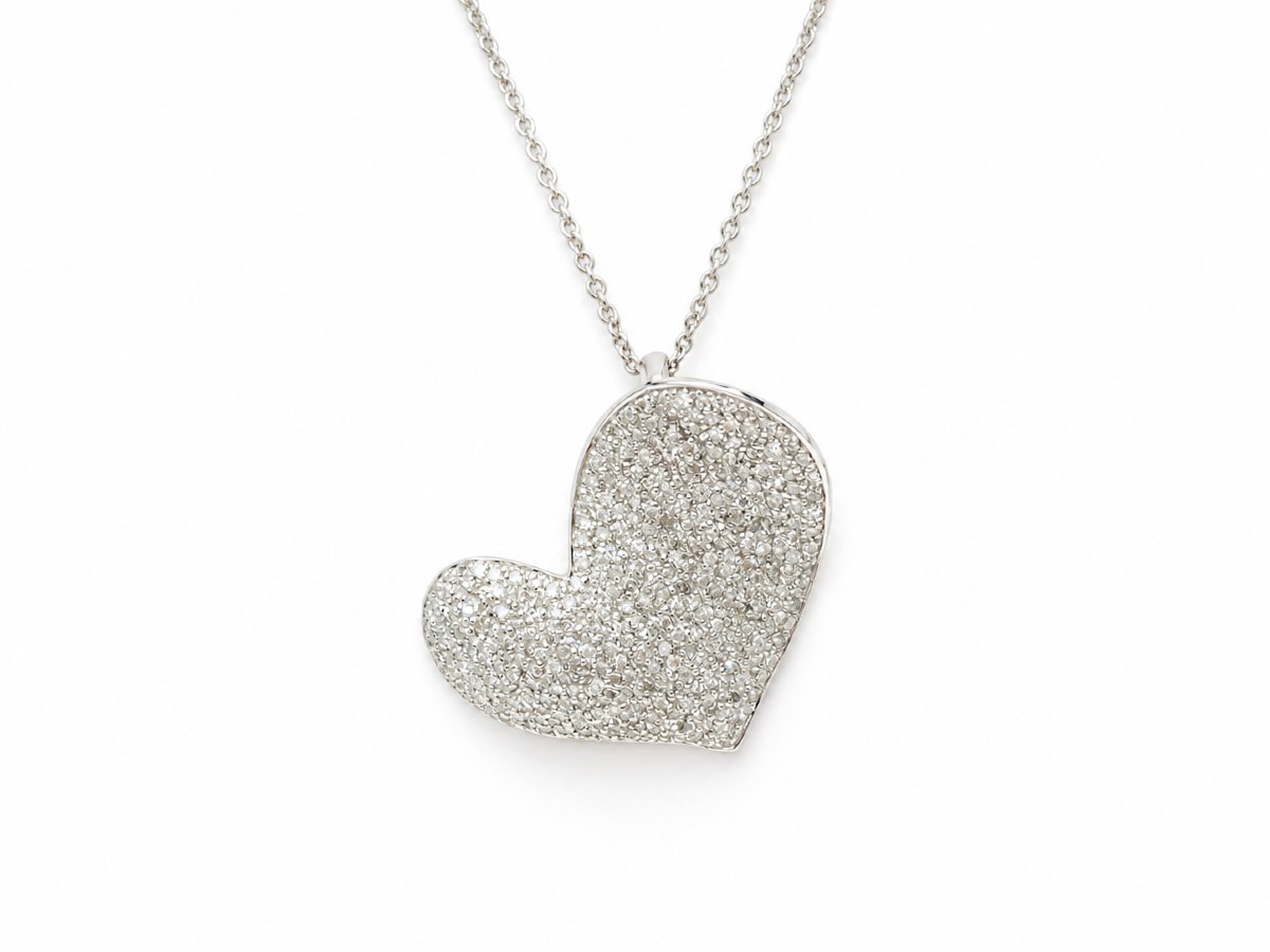 Heart Necklace In White Gold And Diamonds-photo-1