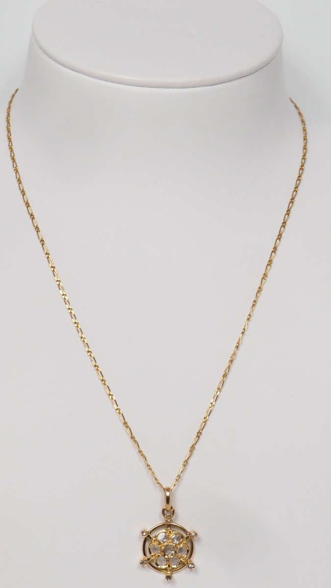 Antique Necklace In Yellow Gold And Diamonds-photo-1