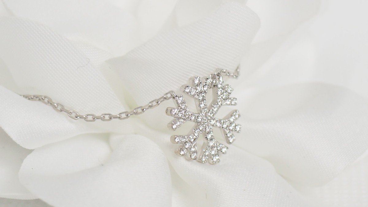 Collier Flocon De Neige En Or Blanc Et Diamants-photo-4