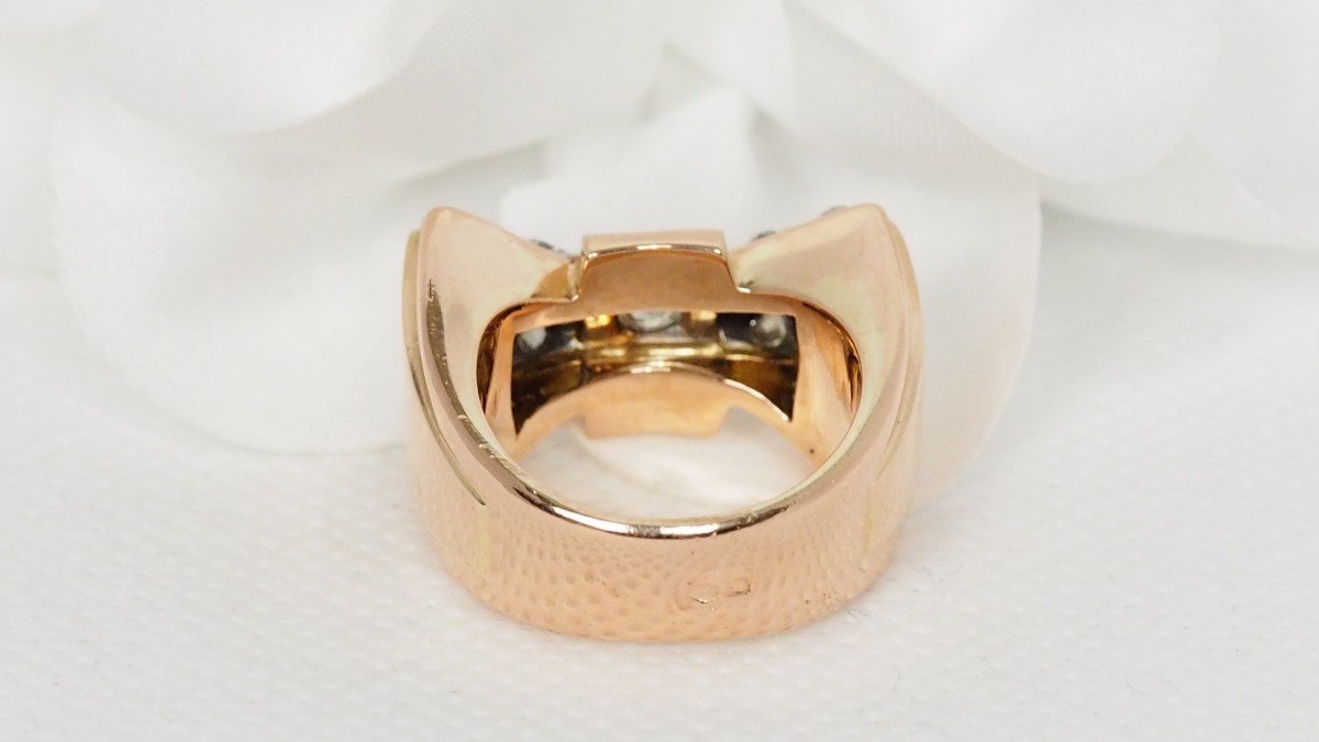 Tank Ring In Rose Gold And Platinum Set With Diamonds-photo-1