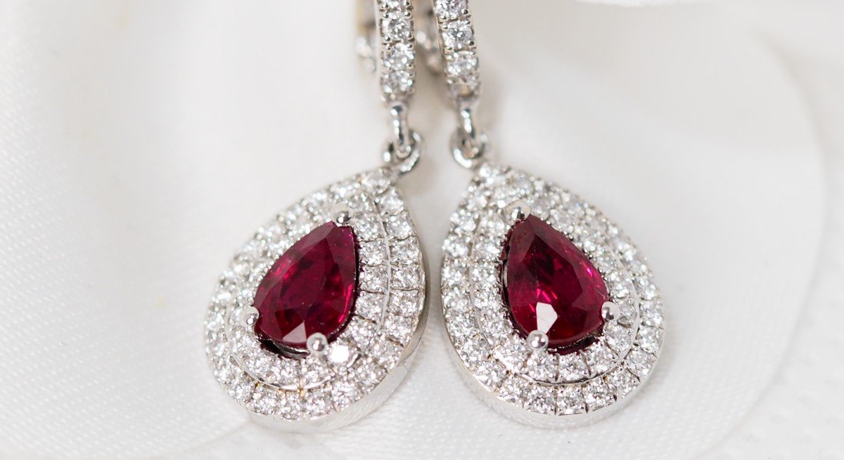 Sleepers In White Gold; Rubies And Diamonds-photo-3