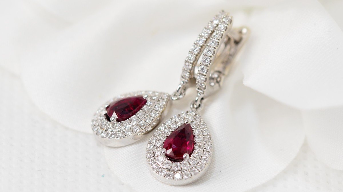 Sleepers In White Gold; Rubies And Diamonds-photo-1