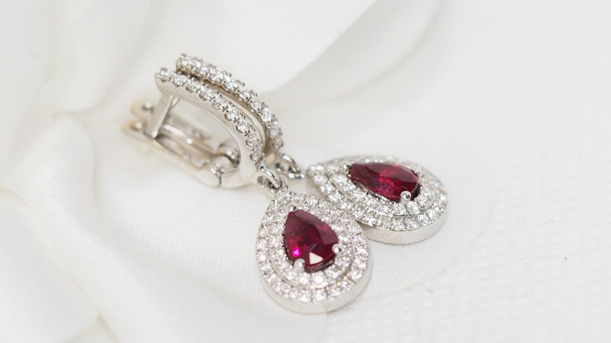 Sleepers In White Gold; Rubies And Diamonds-photo-2