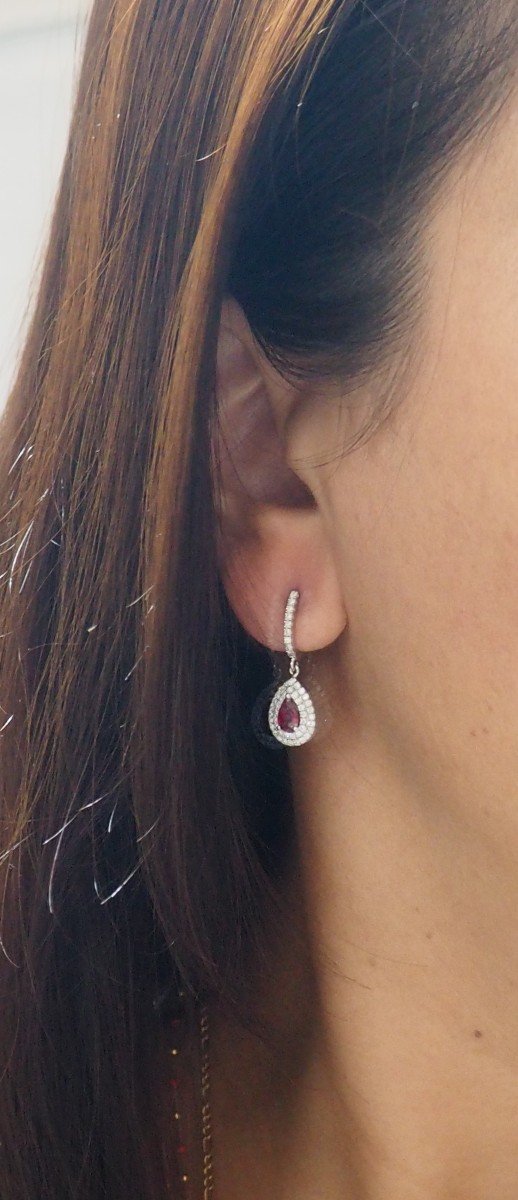 Sleepers In White Gold; Rubies And Diamonds-photo-4