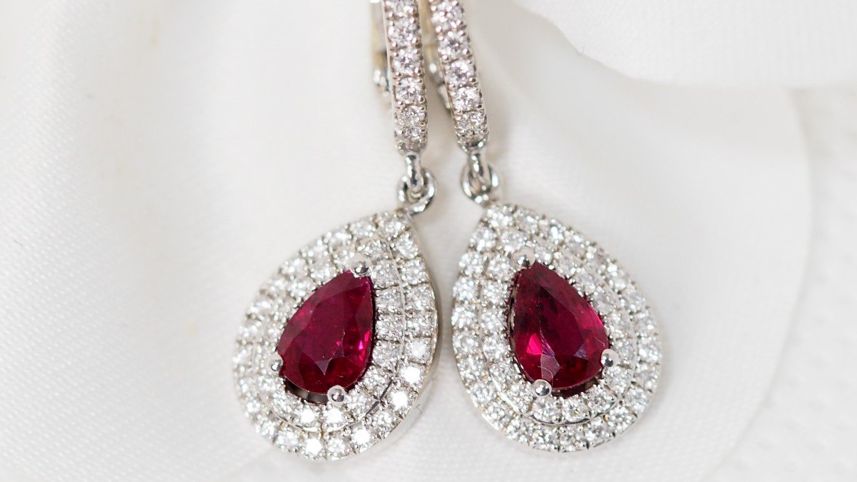 Sleepers In White Gold; Rubies And Diamonds-photo-5