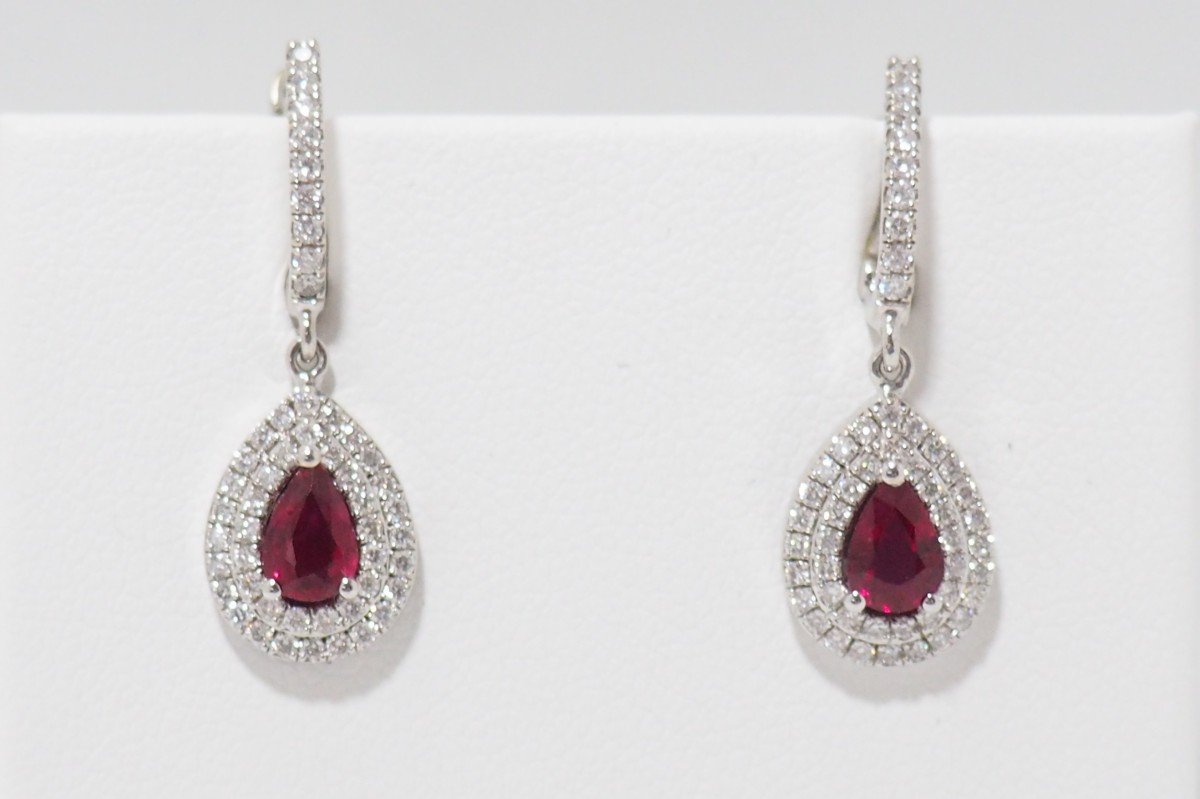 Sleepers In White Gold; Rubies And Diamonds-photo-6