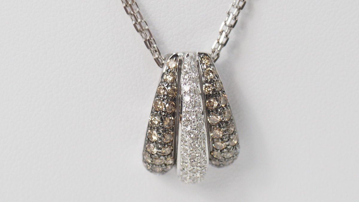 Collier Pendentif En Or Blanc Et Diamants