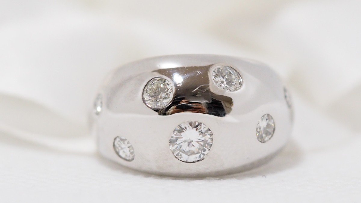 Bague Jonc En Or Blanc Et Diamants-photo-4