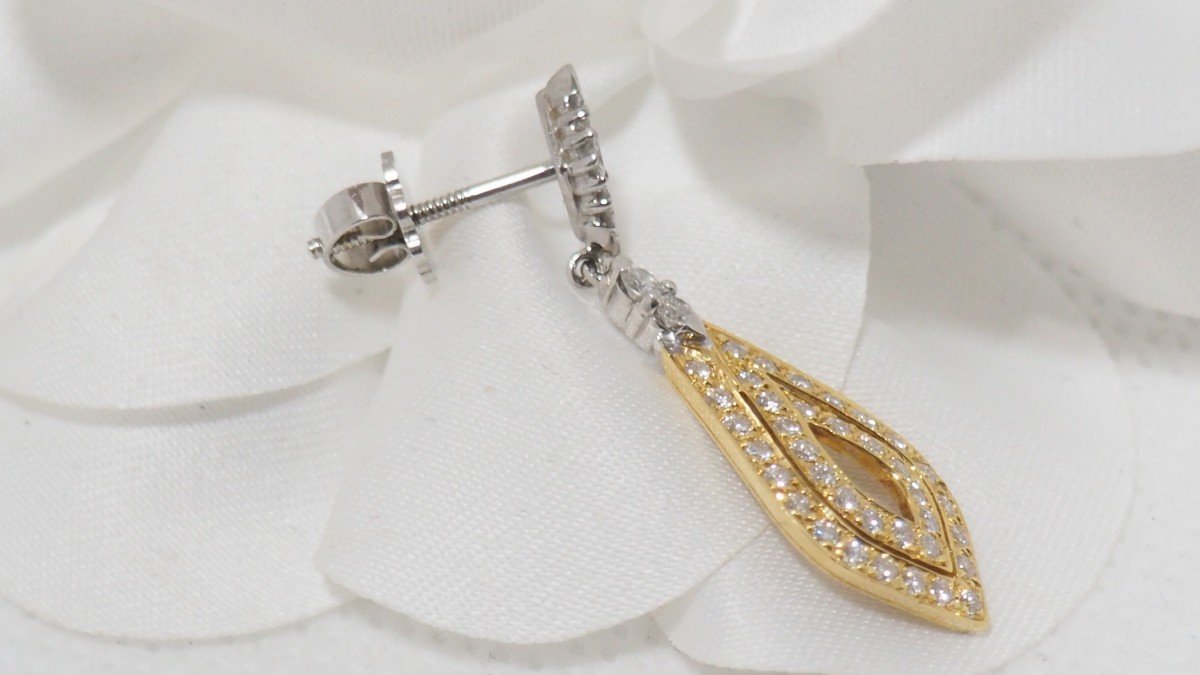 Boucles d'Oreilles En Or Bicolore Et Diamants-photo-4