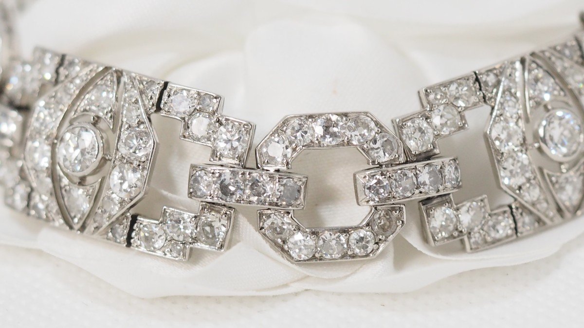 Bracelet Ancien En Platine Et Diamants-photo-2