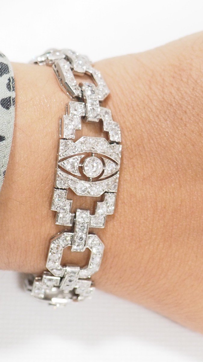 Bracelet Ancien En Platine Et Diamants-photo-3