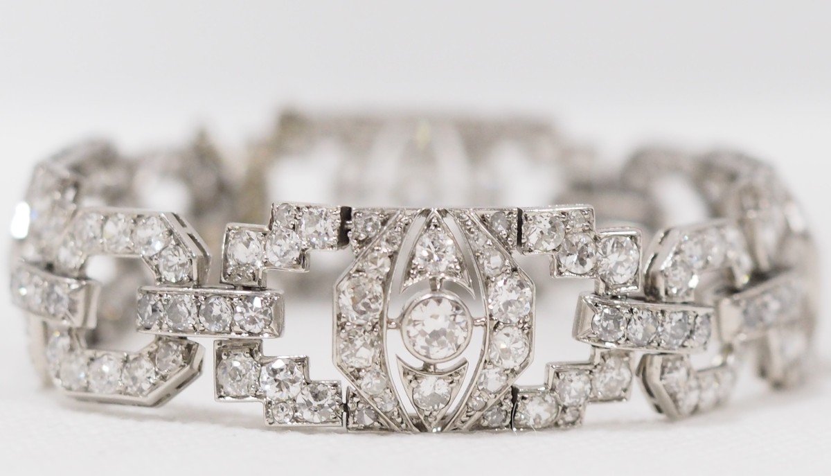 Bracelet Ancien En Platine Et Diamants-photo-4