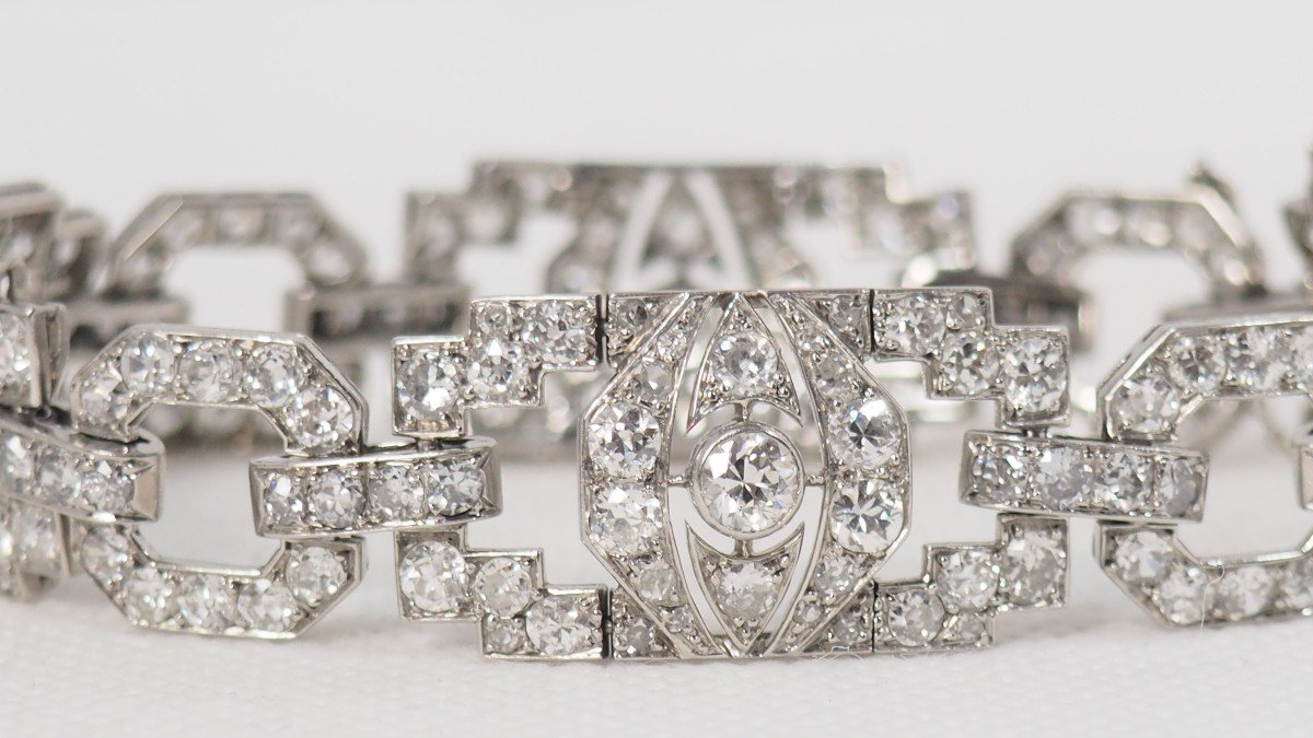 Bracelet Ancien En Platine Et Diamants-photo-2
