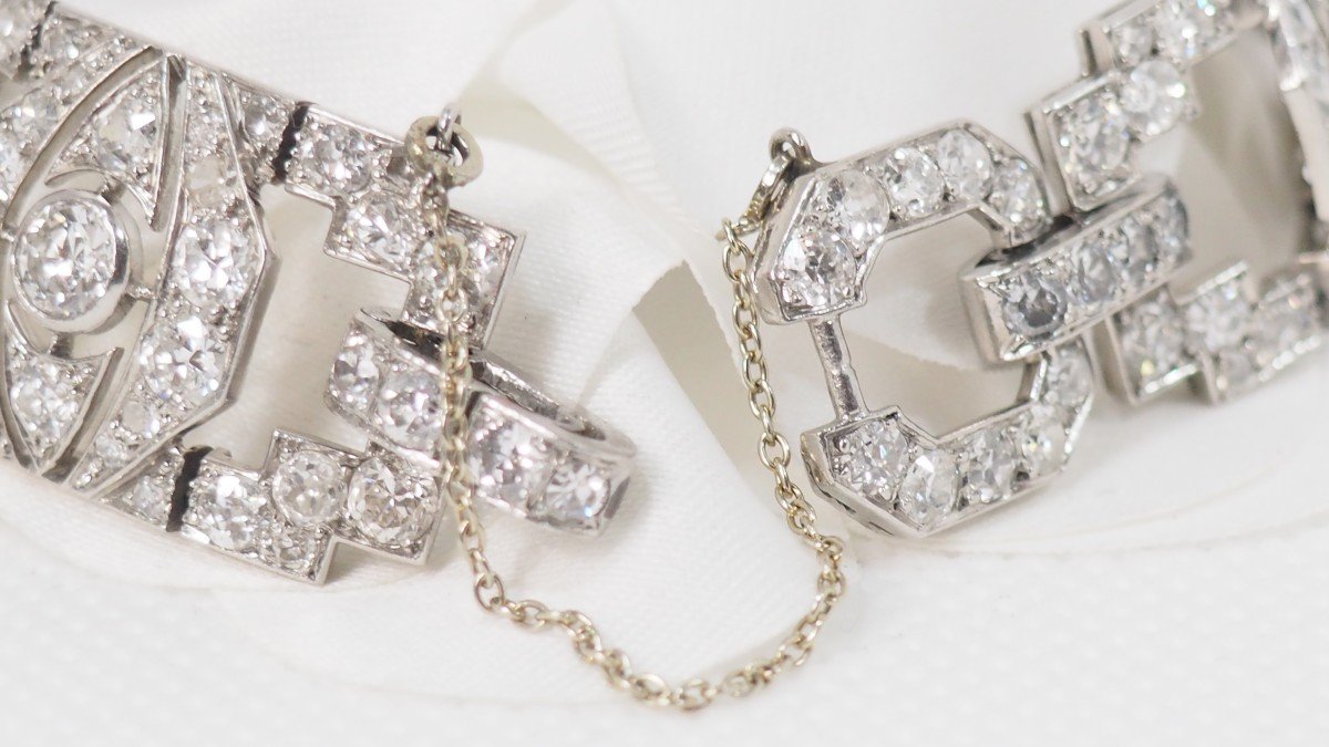 Bracelet Ancien En Platine Et Diamants-photo-4