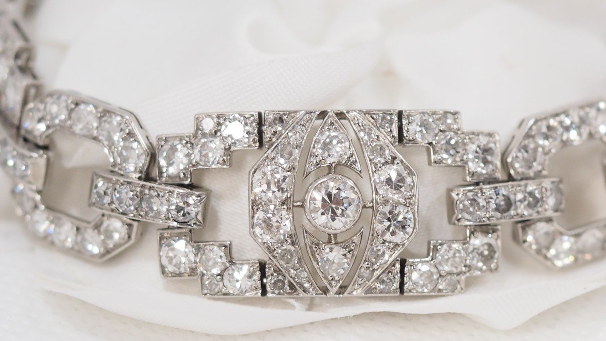 Bracelet Ancien En Platine Et Diamants