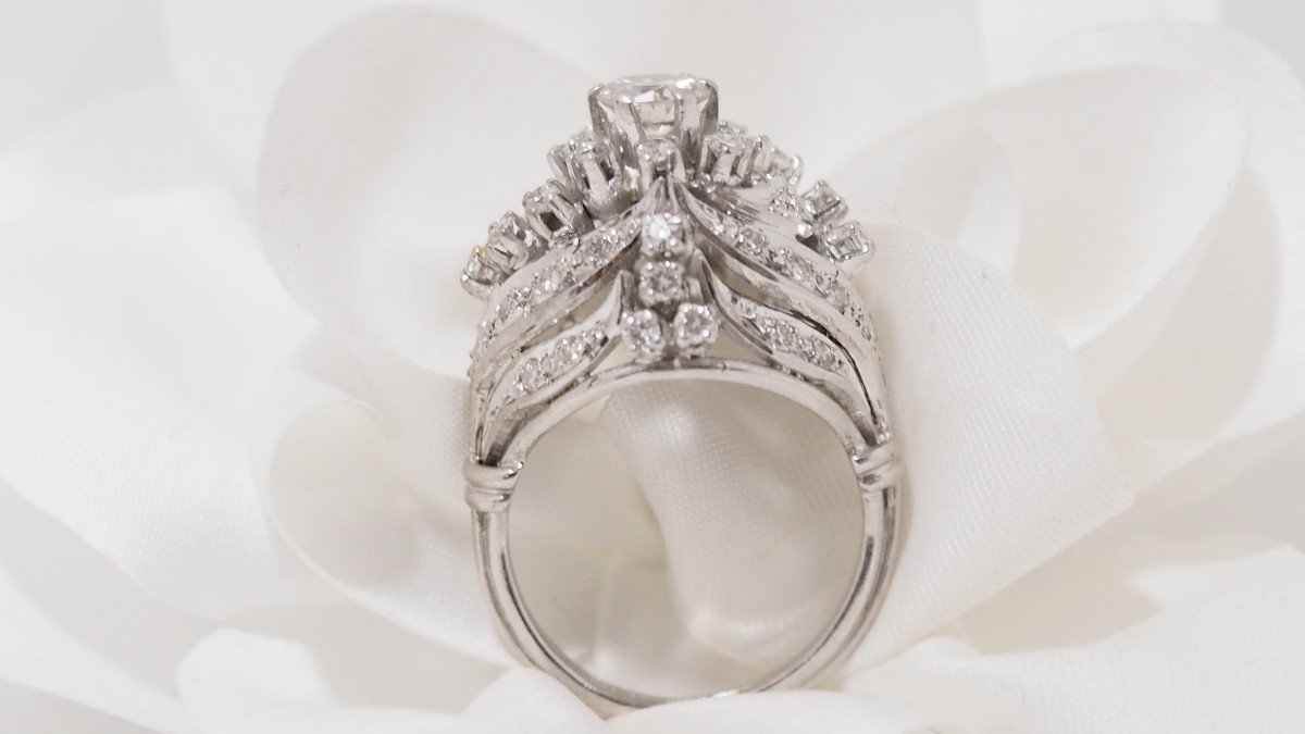 Dome Ring In White Gold And Diamonds-photo-2