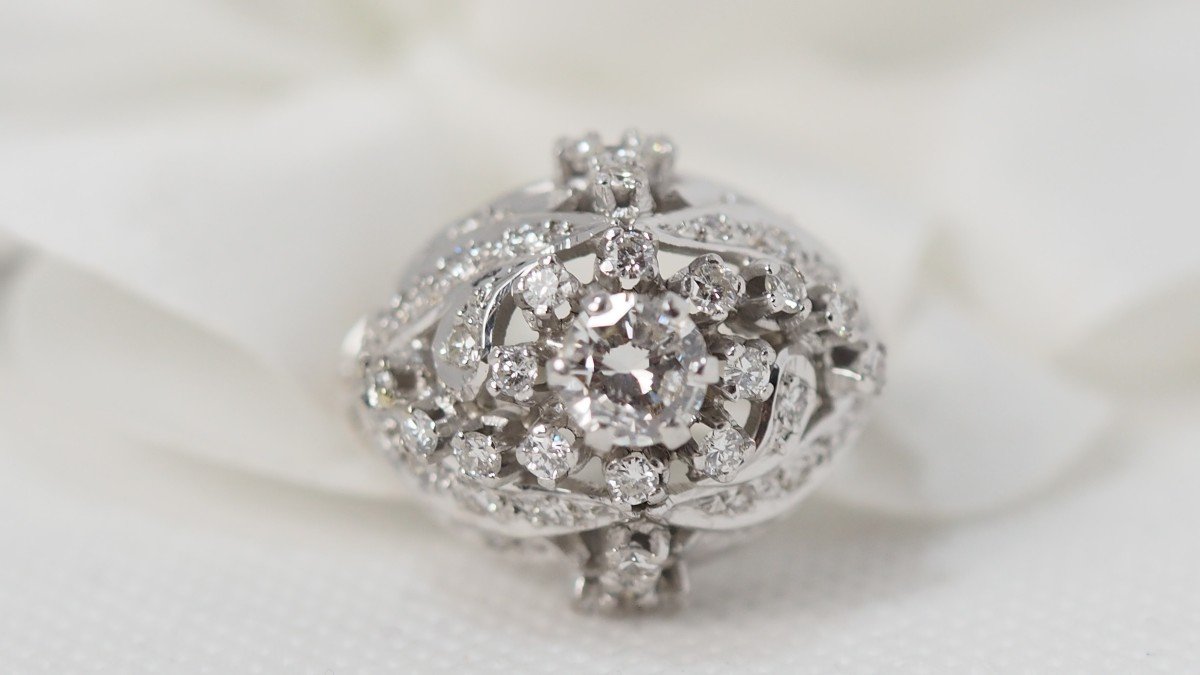 Dome Ring In White Gold And Diamonds-photo-6