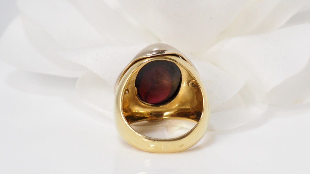 Two Gold Ring Adorned With An Amethyst Cabochon-photo-4