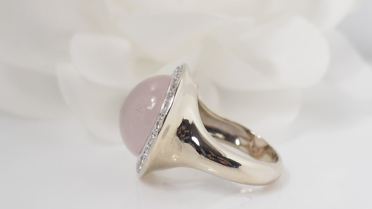 Bague En Blanc, Quartz Rose Et Diamants-photo-1