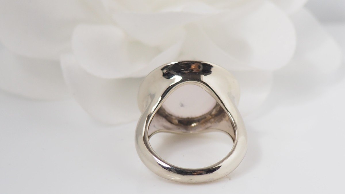 Bague En Blanc, Quartz Rose Et Diamants-photo-3
