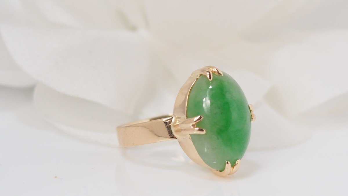 Bague En Or Jaune Et Jade-photo-3