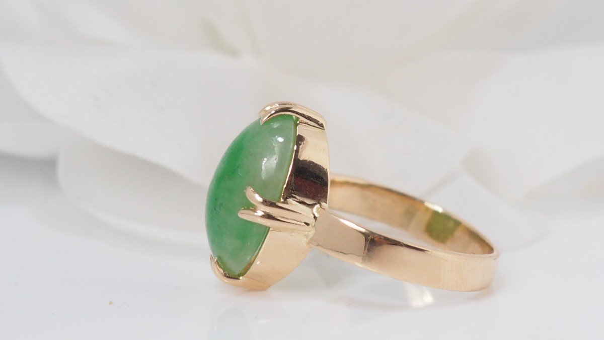 Bague En Or Jaune Et Jade-photo-1