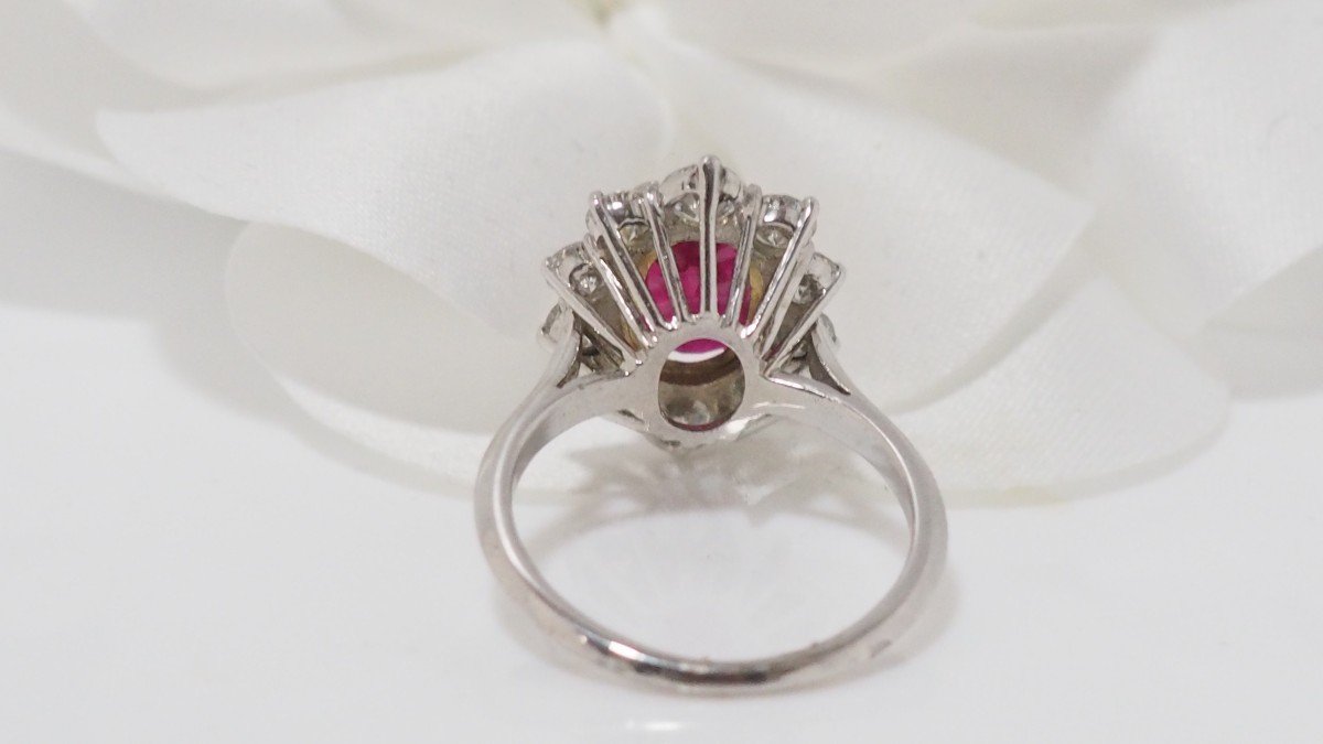 Bague Marguerite En Or Blanc, Rubis Et Diamants-photo-1