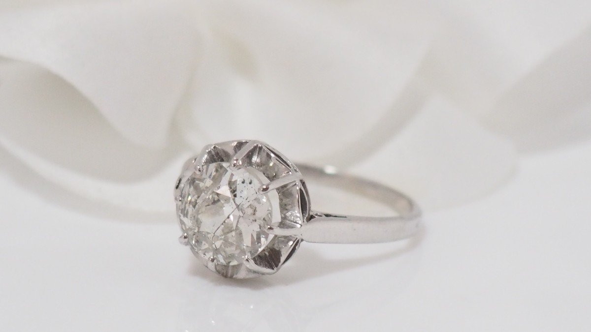 Antique Solitaire Ring In Platinum And Diamond-photo-4