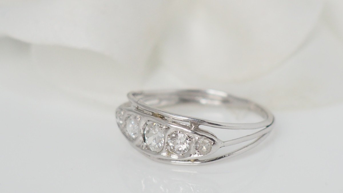 Art Deco Ring In White Gold And Diamonds-photo-3