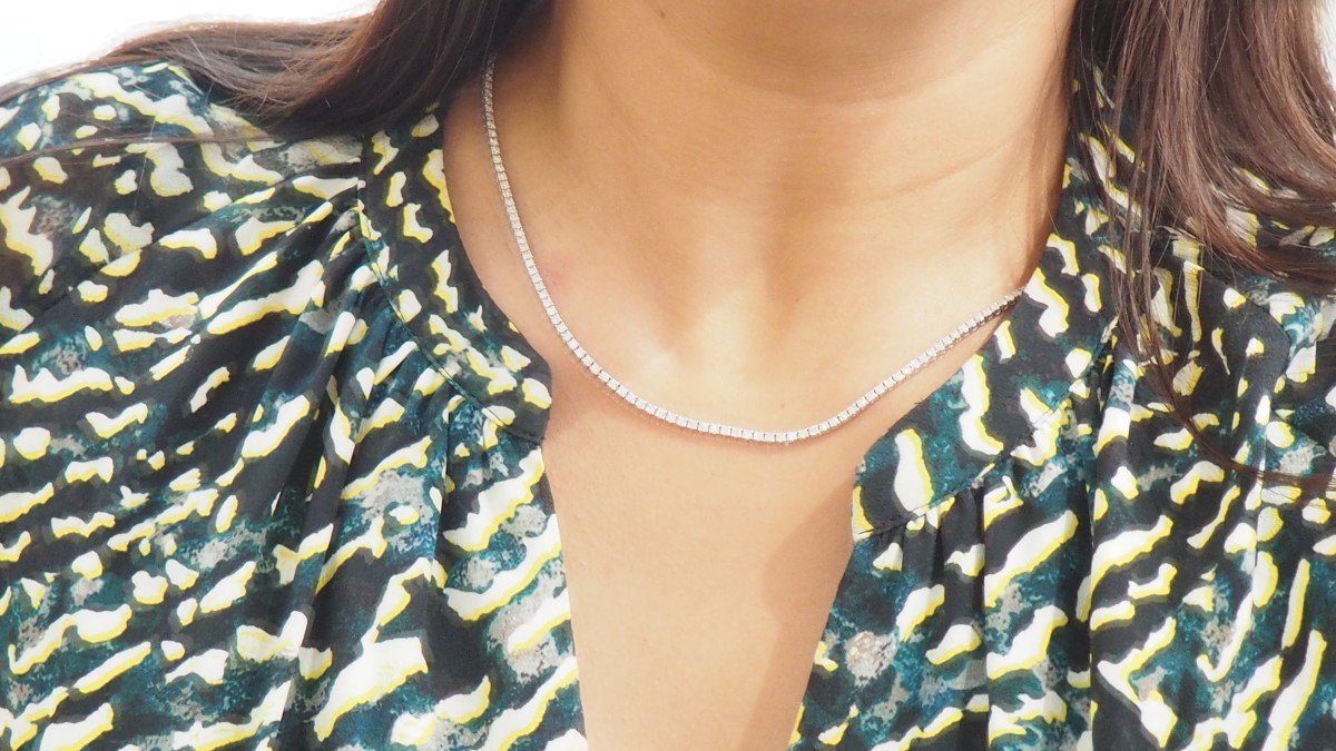 River Necklace In White Gold And Diamonds-photo-3