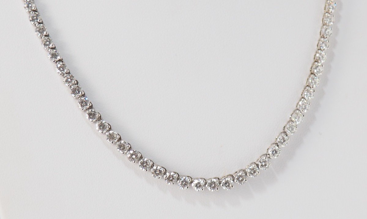 Collier Rivière En Or Blanc Et Diamants 11cts-photo-3