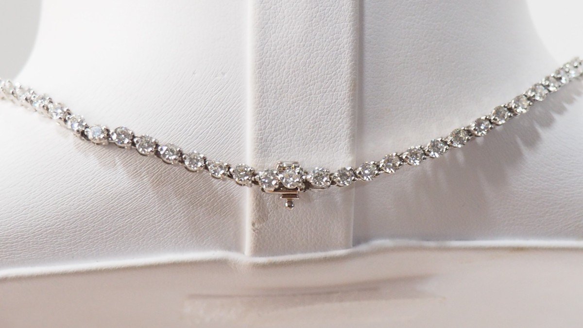 Collier Rivière En Or Blanc Et Diamants 11cts-photo-4