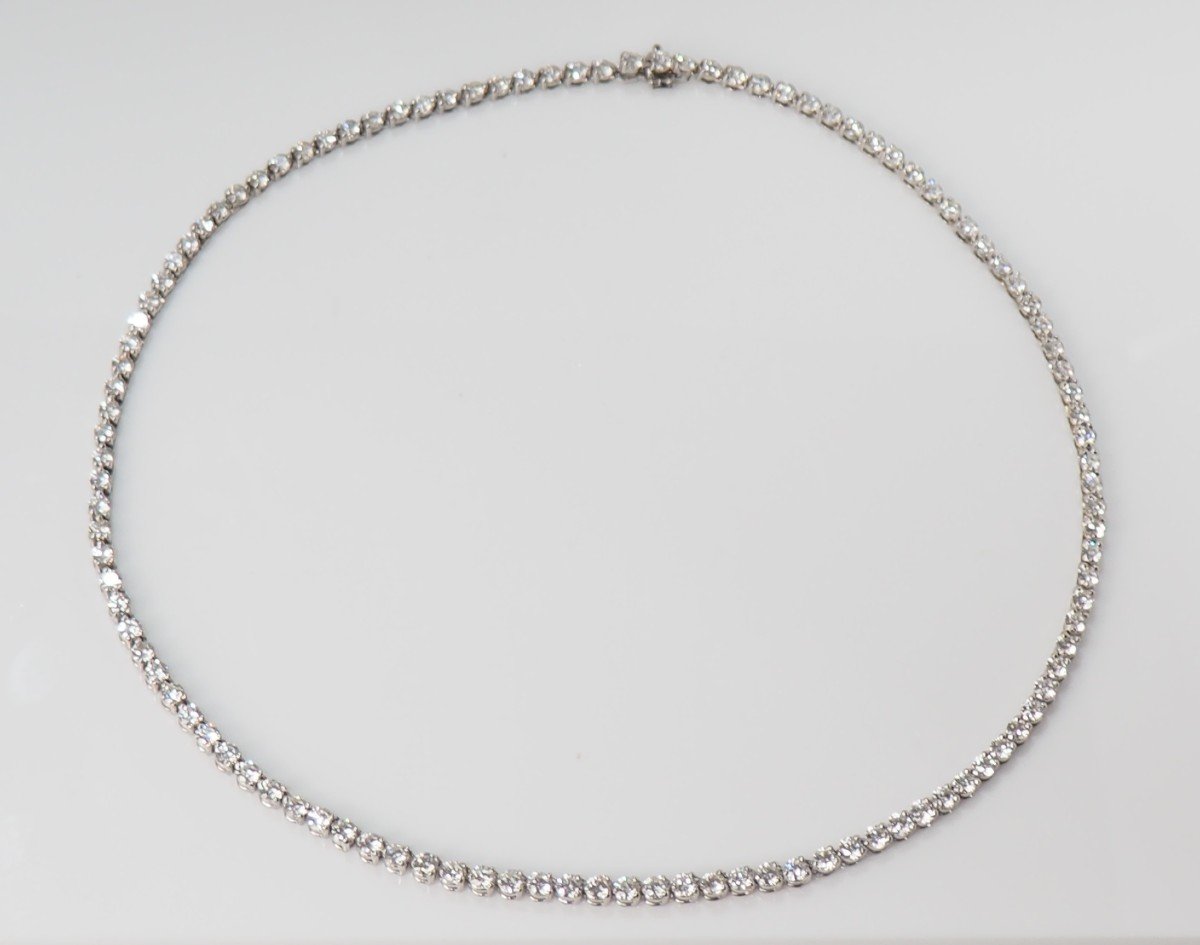 Collier Rivière En Or Blanc Et Diamants 11cts-photo-2